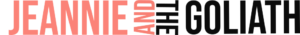Jeannie and the Goliath Logo Schrift in Koralle und Schwarz